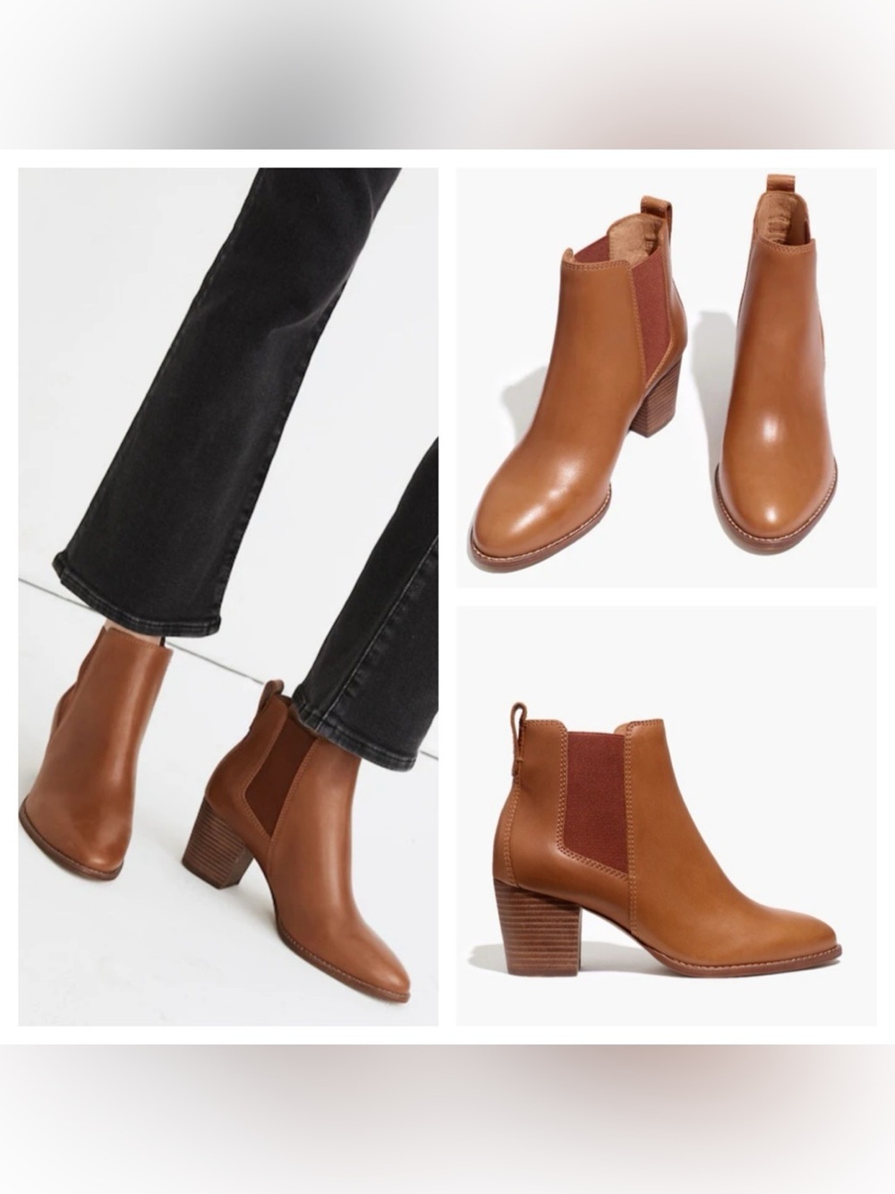 Madewell Tan Leather Chelsea Booties - Classic Ankle Boots The Regan Boot size 6